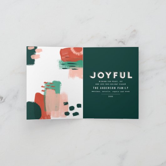 Moderne abstrakte Grafik Rot, Rosa + Grün fröhlich Ankündigung (Innenseite)