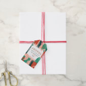 Moderne abstrakte Grafik Rot, Rosa + Grün fröhlich Geschenkanhänger (Mit Garn)