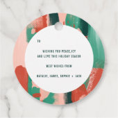 Moderne abstrakte Grafik Rot, Rosa + Grün fröhlich Geschenkanhänger (Rückseite)