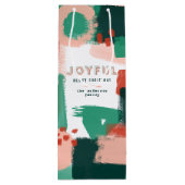 Moderne abstrakte Grafik Rot, Rosa + Grün fröhlich Geschenktüte Für Weinflaschen (Rückseite)