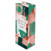 Moderne abstrakte Grafik Rot, Rosa + Grün fröhlich Geschenktüte Für Weinflaschen (Vorderseite Schrägansicht)