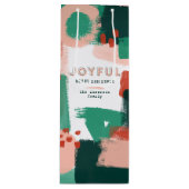 Moderne abstrakte Grafik Rot, Rosa + Grün fröhlich Geschenktüte Für Weinflaschen (Vorderseite)