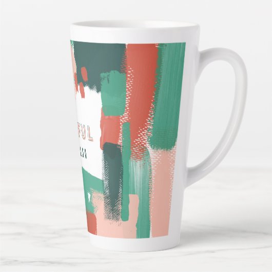 Moderne abstrakte Grafik Rot, Rosa + Grün fröhlich Milchtasse (Rechts)