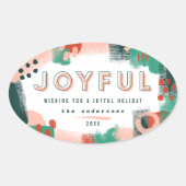 Moderne abstrakte Grafik Rot, Rosa + Grün fröhlich Ovaler Aufkleber (Vorderseite)