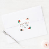 Moderne abstrakte Grafik Rot, Rosa + Grün fröhlich Quadratischer Aufkleber (Umschlag)