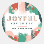 Moderne abstrakte Grafik Rot, Rosa + Grün fröhlich Runder Aufkleber (Vorderseite)