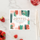 Moderne abstrakte Grafik Rot, Rosa + Grün fröhlich Serviette (Beispiel)