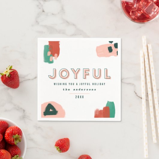 Moderne abstrakte Grafik Rot, Rosa + Grün fröhlich Serviette (Beispiel)