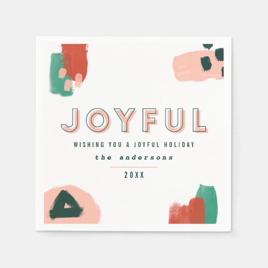 Moderne abstrakte Grafik Rot, Rosa + Grün fröhlich Serviette (Vorderseite)