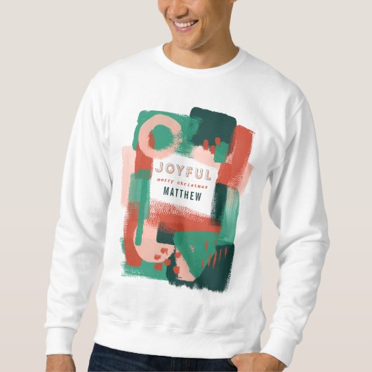 Moderne abstrakte Grafik Rot, Rosa + Grün fröhlich Sweatshirt (Vorderseite)