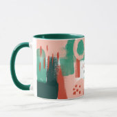 Moderne abstrakte Grafik Rot, Rosa + Grün fröhlich Tasse (Links)