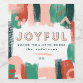 Moderne abstrakte Grafik Rot, Rosa + Grün fröhlich Weinetikett (Einzelnes Label)