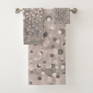 Moderne Abstrakte Graue Polka Dots gemustert Badhandtuch Set