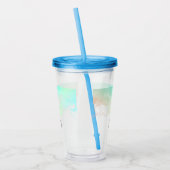 Moderne Abstrakte Green & Blue Watercolor-Wirbel Acryltrinkbecher (Links)