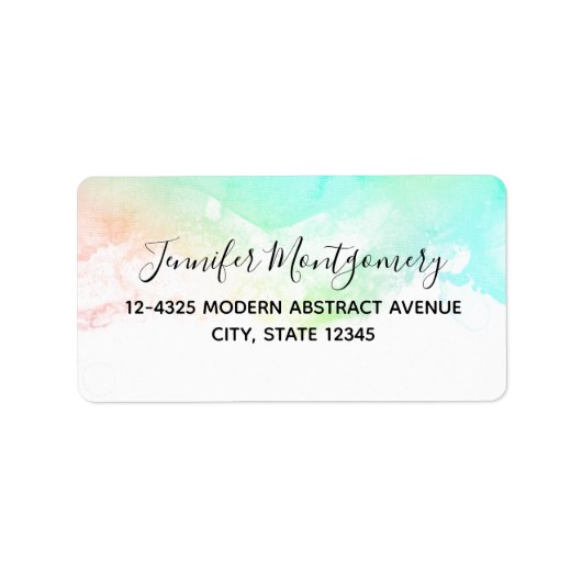 Moderne Abstrakte Green & Blue Watercolor-Wirbel Adressaufkleber (Vorne)