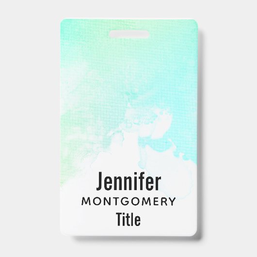 Moderne Abstrakte Green & Blue Watercolor-Wirbel Ausweis (Vorderseite)