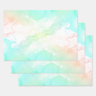 Moderne Abstrakte Green & Blue Watercolor-Wirbel Geschenkpapier Set