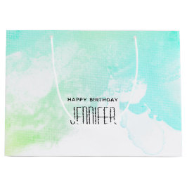 Moderne Abstrakte Green & Blue Watercolor-Wirbel Große Geschenktüte