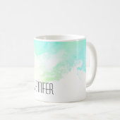 Moderne Abstrakte Green & Blue Watercolor-Wirbel Kaffeetasse (VorderseiteRechts)
