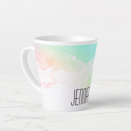 Moderne Abstrakte Green & Blue Watercolor-Wirbel Milchtasse (Linke Ecke)