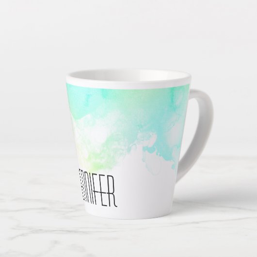 Moderne Abstrakte Green & Blue Watercolor-Wirbel Milchtasse (Rechte Ecke)