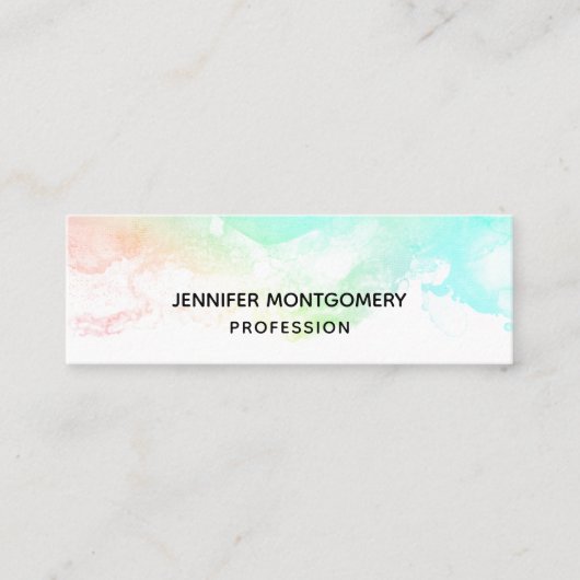 Moderne Abstrakte Green & Blue Watercolor-Wirbel Mini Visitenkarte (Vorderseite)