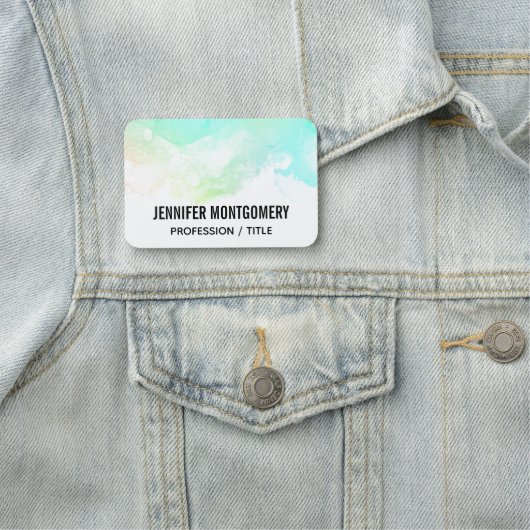 Moderne Abstrakte Green & Blue Watercolor-Wirbel Namensschild (Beispiel)