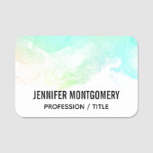 Moderne Abstrakte Green & Blue Watercolor-Wirbel Namensschild (Vorderseite)