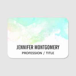 Moderne Abstrakte Green & Blue Watercolor-Wirbel Namensschild