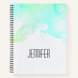 Moderne Abstrakte Green & Blue Watercolor-Wirbel Notizblock