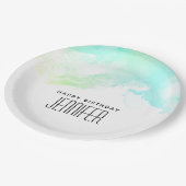 Moderne Abstrakte Green & Blue Watercolor-Wirbel Pappteller (Schrägansicht)