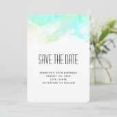 Moderne Abstrakte Green & Blue Watercolor-Wirbel Save The Date (Stehend Vorderseite)