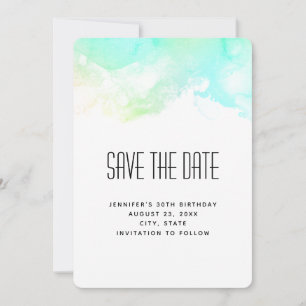 Moderne Abstrakte Green & Blue Watercolor-Wirbel Save The Date
