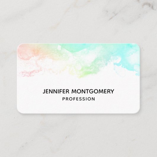 Moderne Abstrakte Green & Blue Watercolor-Wirbel Visitenkarte (Vorderseite)