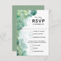 Moderne Abstrakte Green Watercolor Wedding RSVP Ca