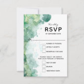 Moderne Abstrakte Green Watercolor Wedding RSVP Ca Karte (Vorderseite)