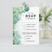 Moderne Abstrakte Green Watercolor Wedding RSVP Ca Karte (Stehend Vorderseite)