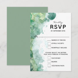 Moderne Abstrakte Green Watercolor Wedding RSVP Ca Karte
