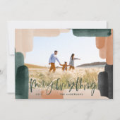 Moderne abstrakte grüne Blüte 1 Foto Weihnachten (Vorderseite)