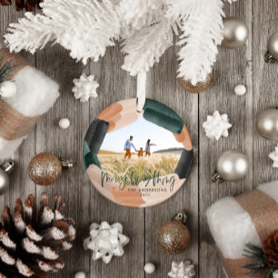 Moderne abstrakte grüne Blüte 1 Foto Weihnachten Keramik Ornament