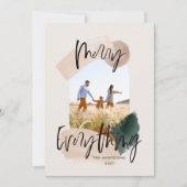 Moderne abstrakte grüne Foto Weihnachten Ankündigung (Vorderseite)