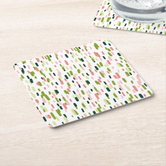 Moderne Abstrakte grüne Rosa Sprinklen Rechteckiger Pappuntersetzer (angewinkelt)
