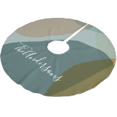 Moderne Abstrakte grüne Taupe Personalisiert Polyester Weihnachtsbaumdecke (Schrägansicht)