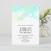 Moderne Abstrakte Grüne und Blaue Wasserfarbe Gebu Einladung (Stehend Vorderseite)