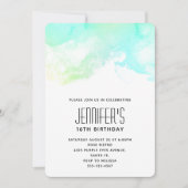 Moderne Abstrakte Grüne und Blaue Wasserfarbe Gebu Einladung (Vorderseite)