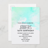 Moderne Abstrakte Grüne und Blaue Wasserfarbe Gebu Einladungspostkarte (Vorne/Hinten)