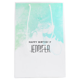 Moderne Abstrakte Grüne und Blaue Wasserfarbe Gebu Mittlere Geschenktüte