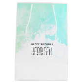 Moderne Abstrakte Grüne und Blaue Wasserfarbe Gebu Mittlere Geschenktüte (Rückseite)