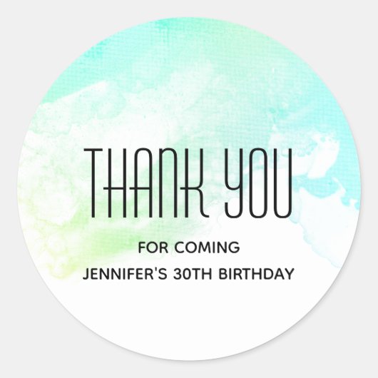 Moderne Abstrakte Grüne und Blaue Wasserfarbe Gebu Runder Aufkleber (Vorderseite)