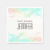 Moderne Abstrakte Grüne und Blaue Wasserfarbe Gebu Serviette (Vorderseite)